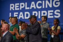 Community members clap during an event hosted by President Joe Biden in Wilmington, North Carolina, on May 2. (Madeline Gray for The Washington Post)